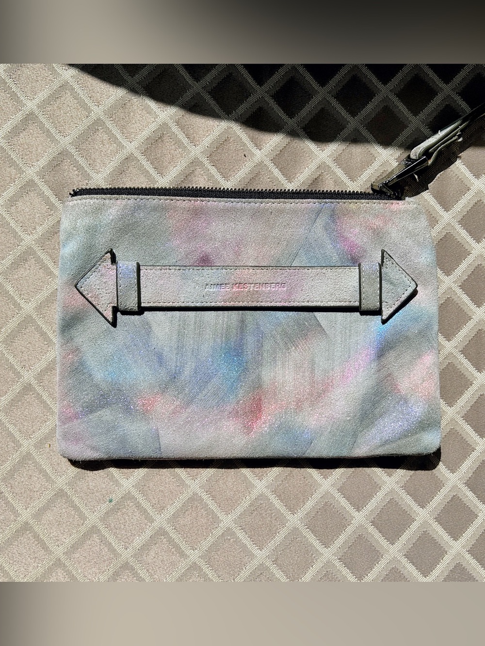 Aimee Kestenberg Melville Zippered Pouch in Violet Brushed Metallic and Gunmetal